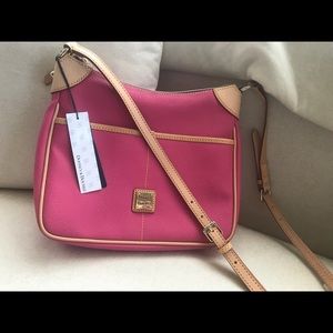 Dooney & Burke pink/tan leather bag. New with tags